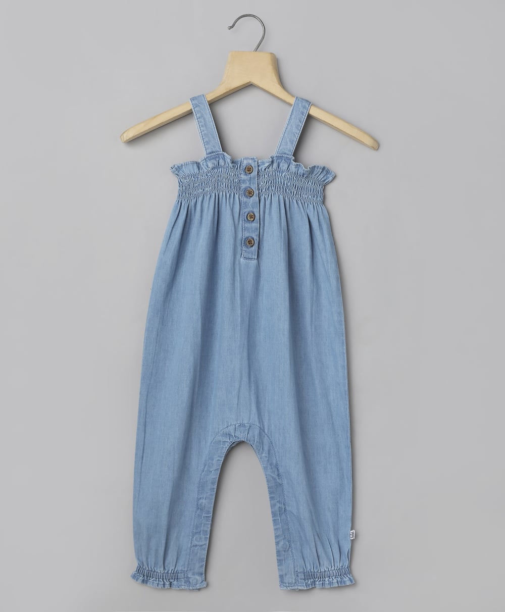 Cotton Denim Sleeveless Jumpsuit - Blue