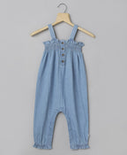Cotton Denim Sleeveless Jumpsuit - Blue