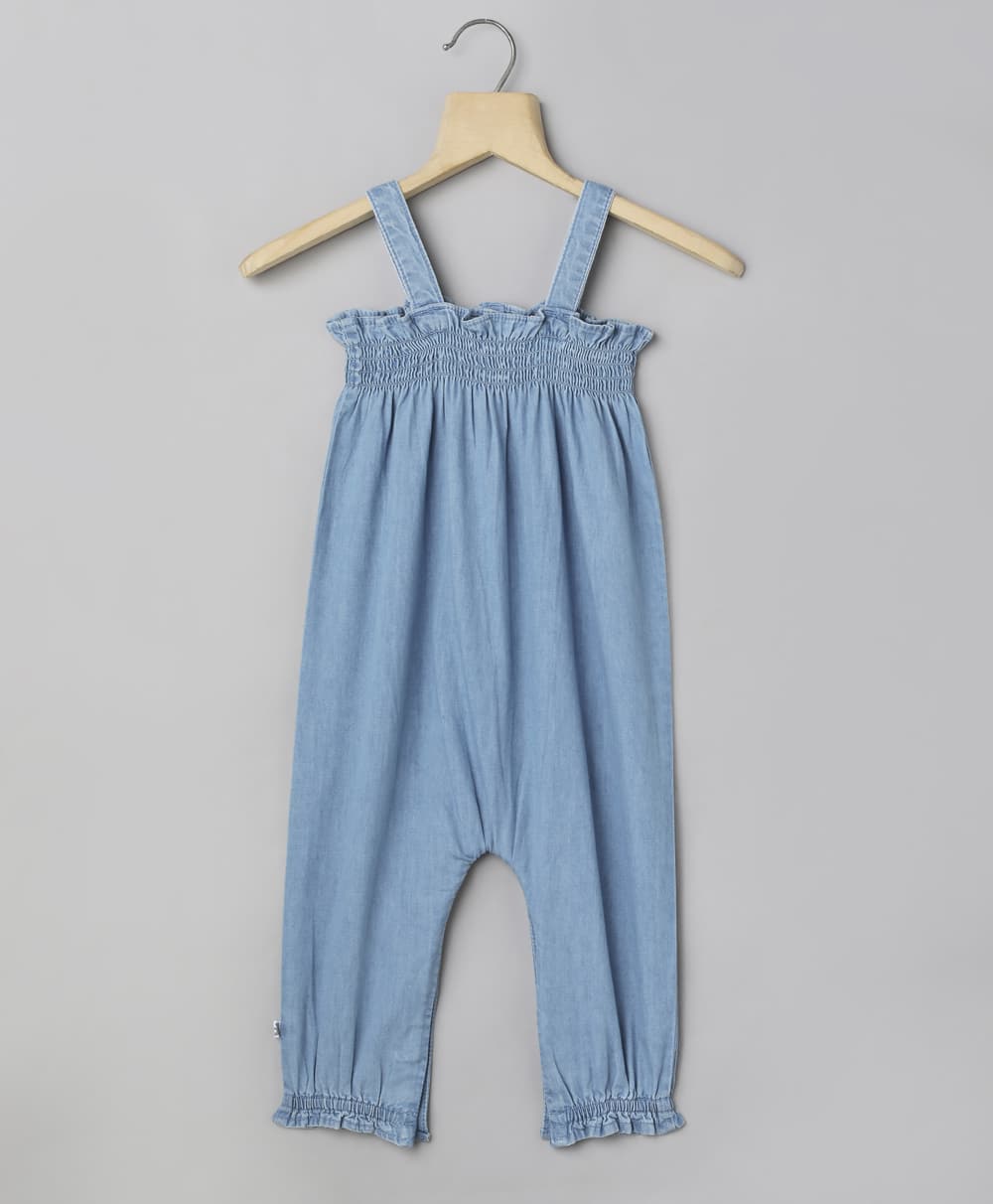 Cotton Denim Sleeveless Jumpsuit - Blue