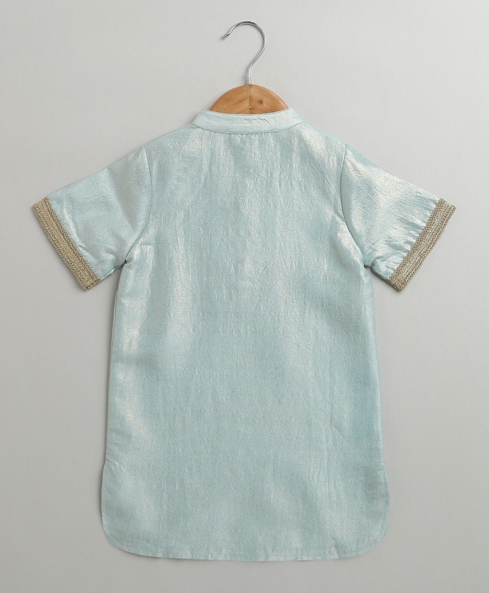 The Crystal Breeze Pleated Set - Sky Blue & White