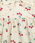 Cherry Print Organic Cotton Co-ord Set - Beige