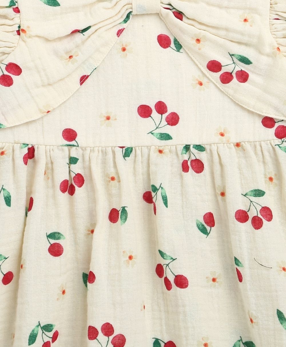 Cherry Print Organic Cotton Co-ord Set - Beige