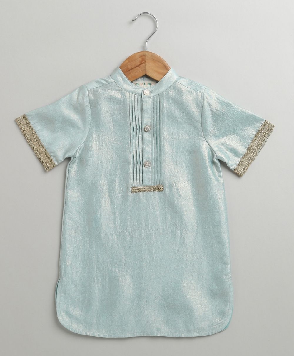 The Crystal Breeze Pleated Set - Sky Blue & White