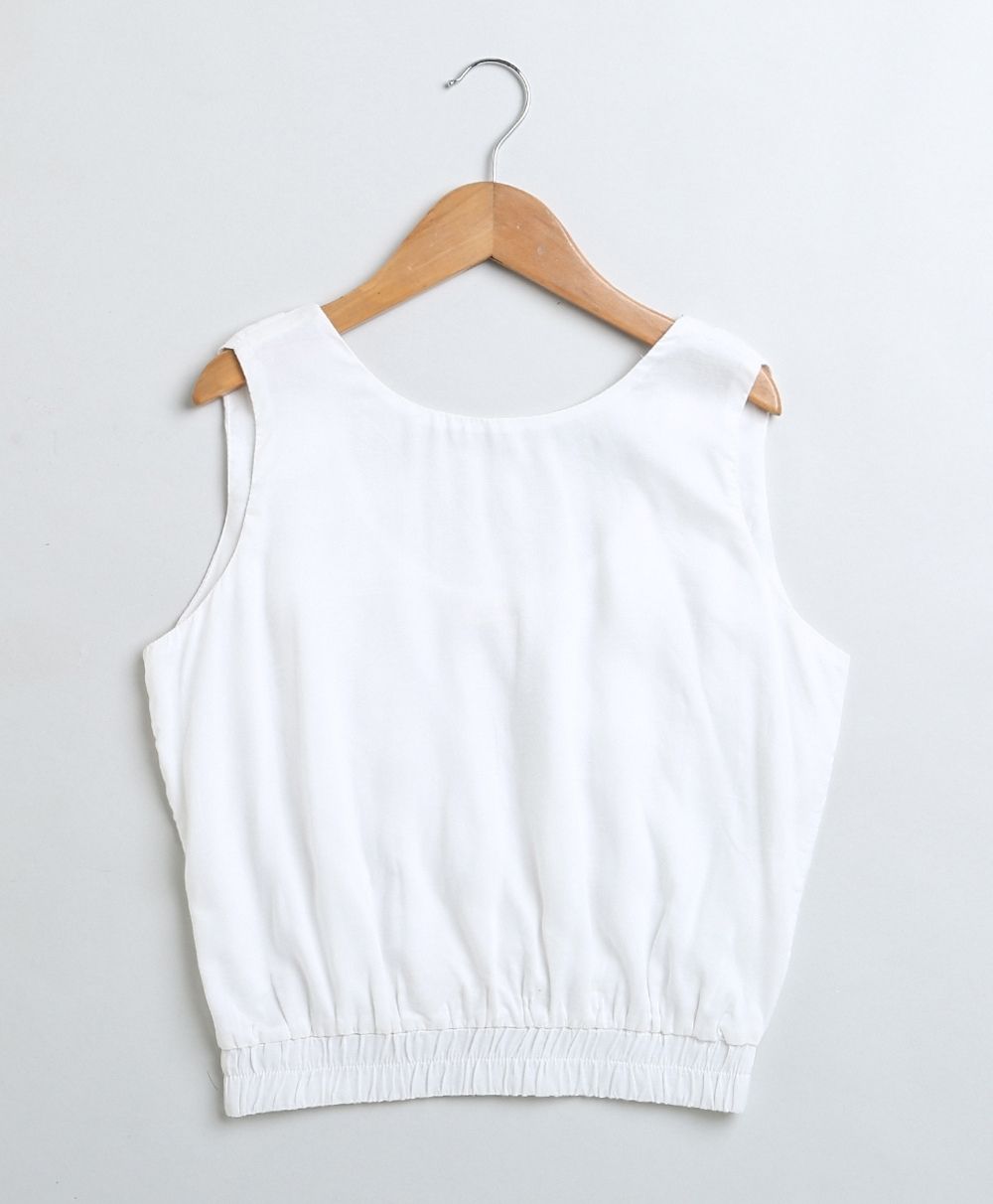 Stylish Solid Viscose Top - White