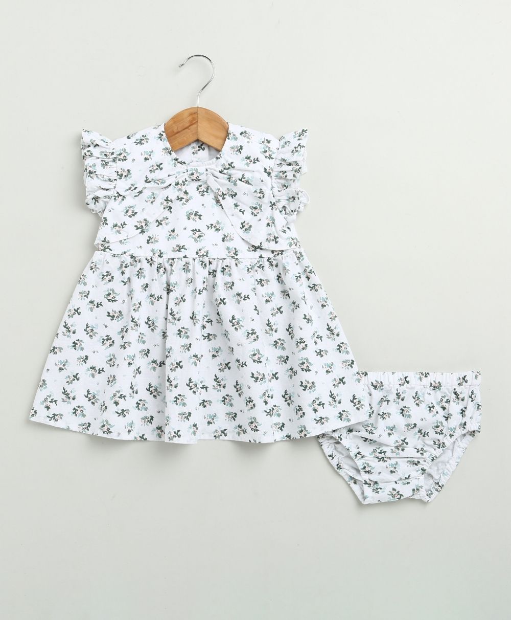 Black & Green Floral Print Organic Cotton Co-ord Set - White