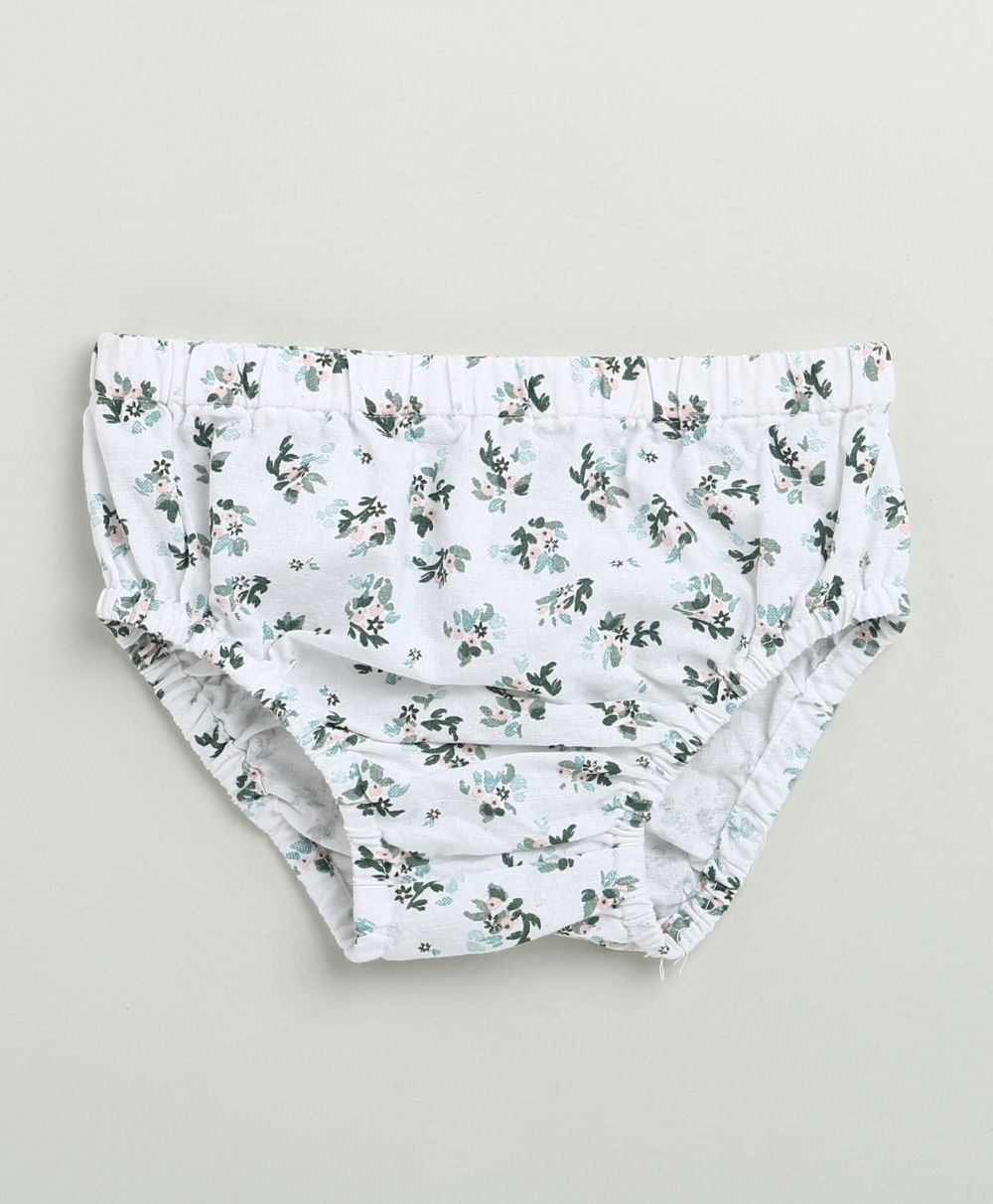 Black & Green Floral Print Organic Cotton Co-ord Set - White