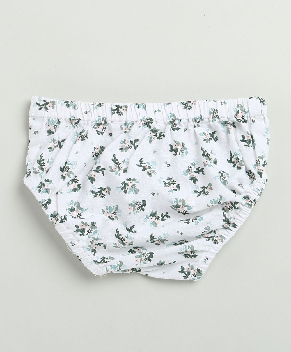 Black & Green Floral Print Organic Cotton Co-ord Set - White