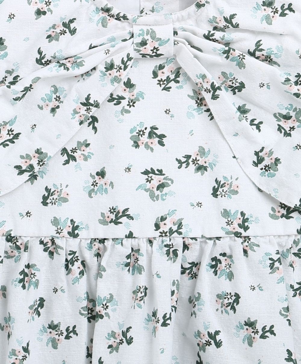 Black & Green Floral Print Organic Cotton Co-ord Set - White