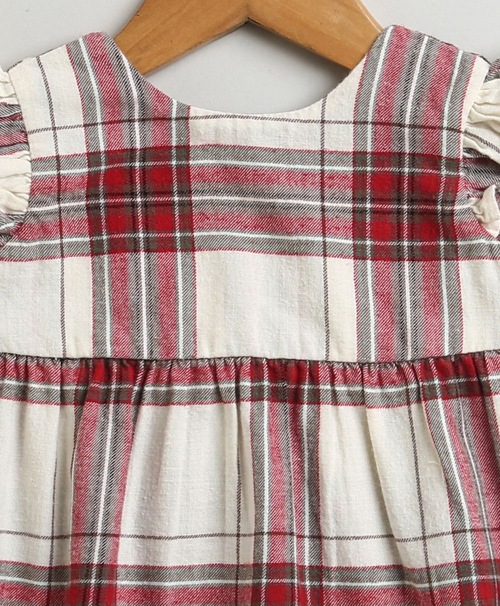Classic Plaid Ruffle Sleeve Top and Shorts Co-ord Set - White &  Red