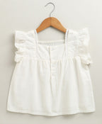 Girls Sunshine Garden Ruffle Cotton Co-ord Set - White & Blue