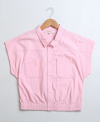 Solid Jacket with Cargo Pant 2 pcs Set - Baby Pink