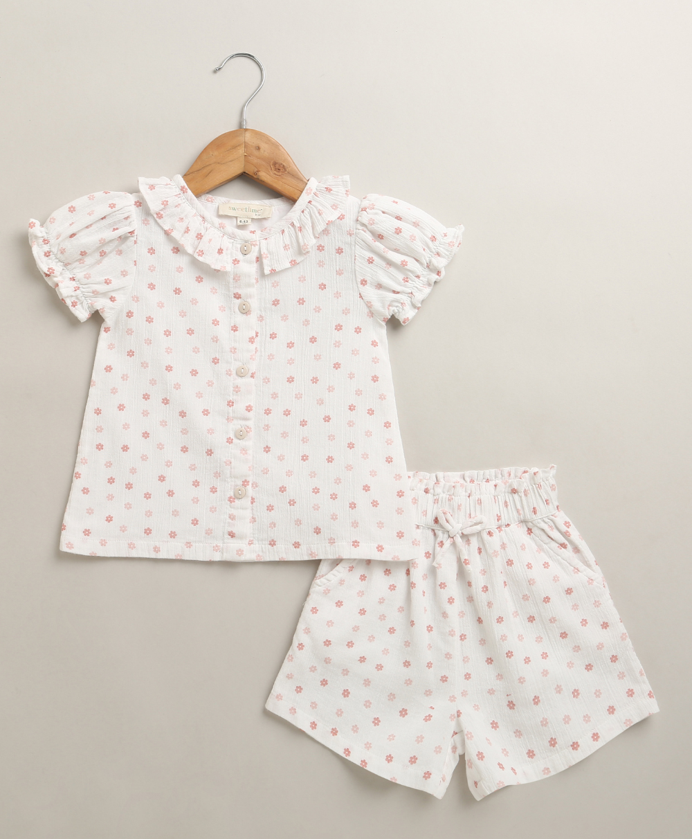 Sugar Blossom Organic Cotton Co-ord Set – White