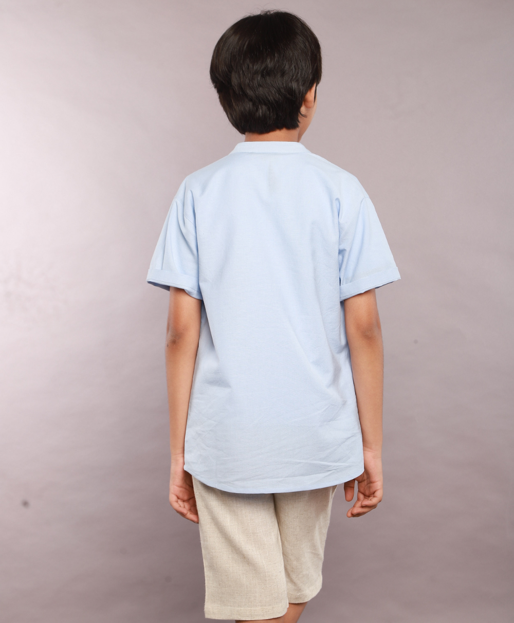 Cotton Linen Shirt - Blue