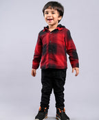 Sweetlime By As Checks Cotton Flannel Hoodie Long Sleeve Shirt detachable hoodie - Red & Black