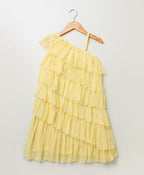 Ruffled Off-Shoulder Party Dress - Lemon Yellow