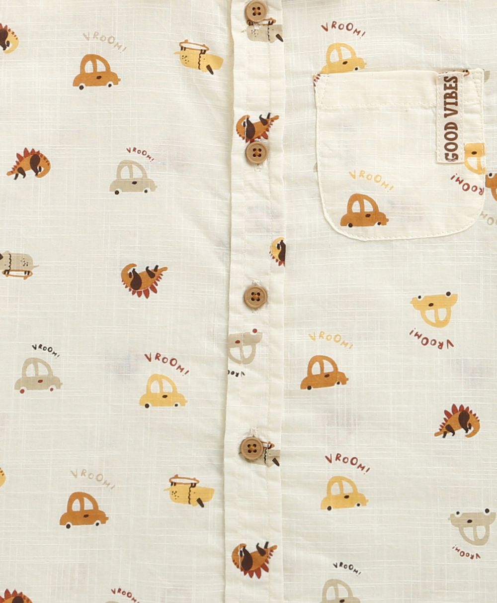 Zoom Safari Cotton Slub Co-ord  Set - Off-White