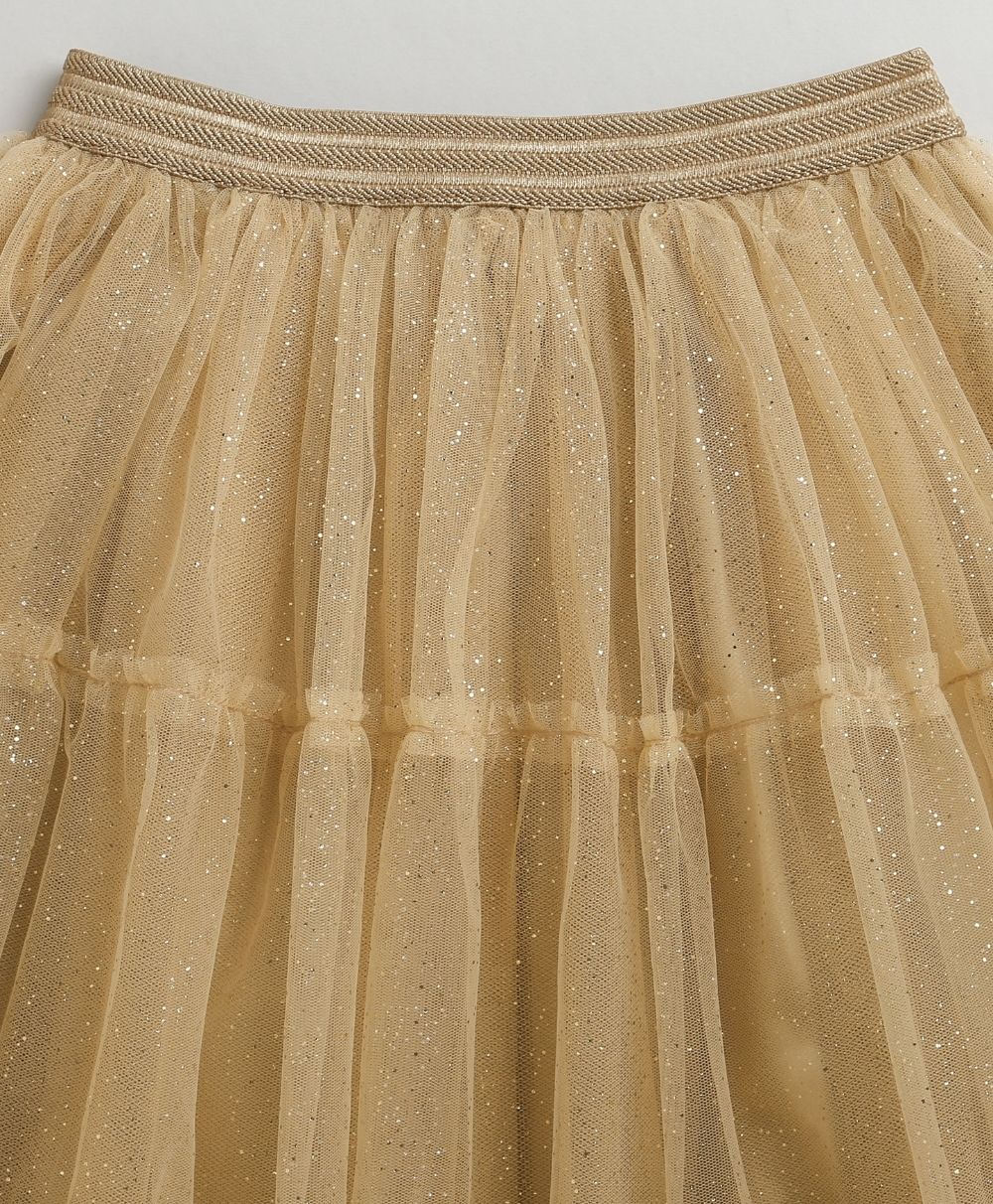 Jacquard peplum Top with Golden Twirl Lehenga Set- Golden