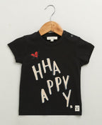 HHA-PPY Vibes Cotton Black T-shirt - Streetwear - Black