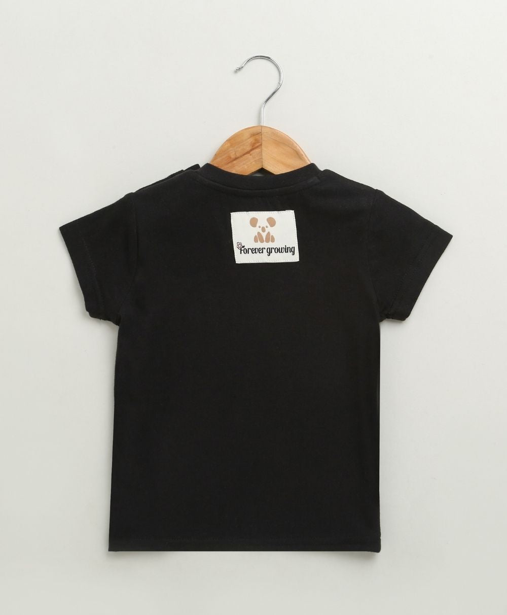 HHA-PPY Vibes Cotton Black T-shirt - Streetwear - Black