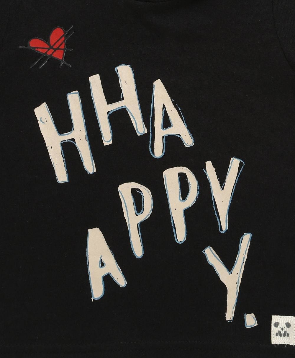 HHA-PPY Vibes Cotton Black T-shirt - Streetwear - Black