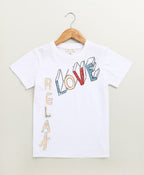 Love & Relax Graphic Cotton T-shirt - Streetwear - White