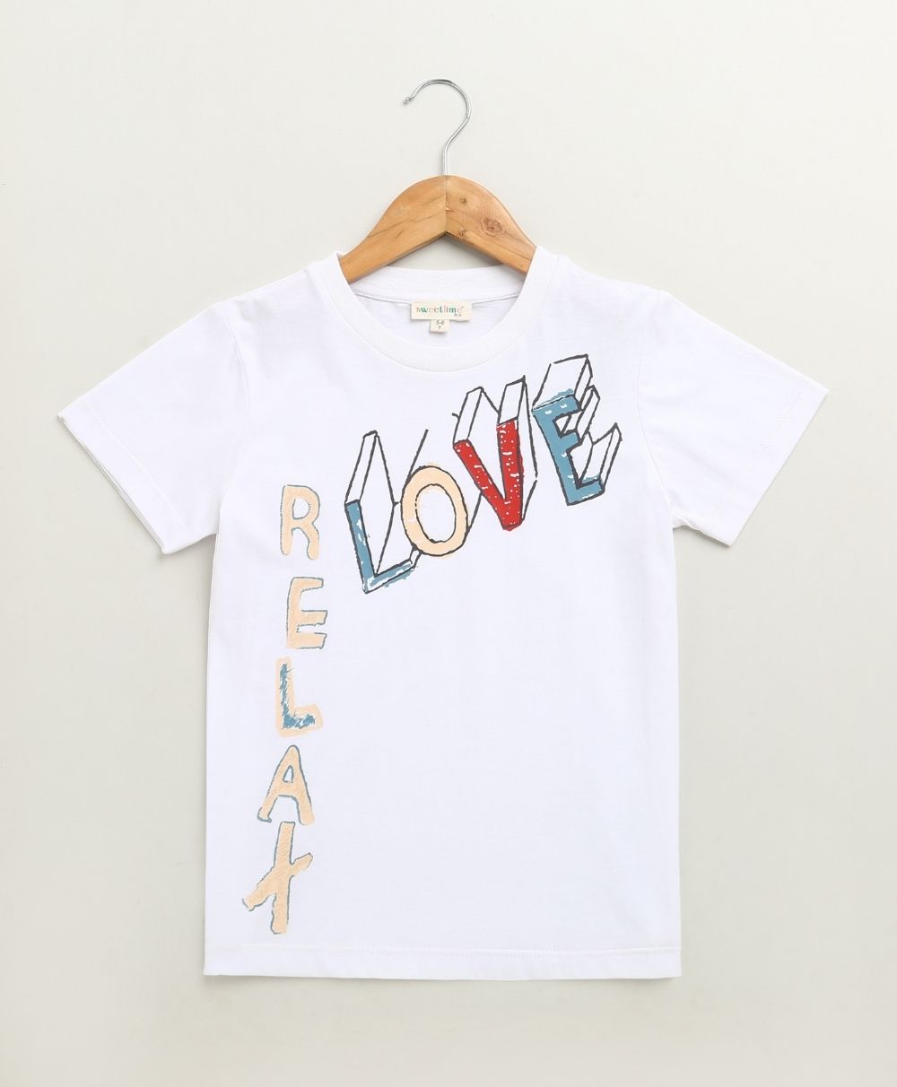 Love & Relax Graphic Cotton T-shirt - Streetwear - White