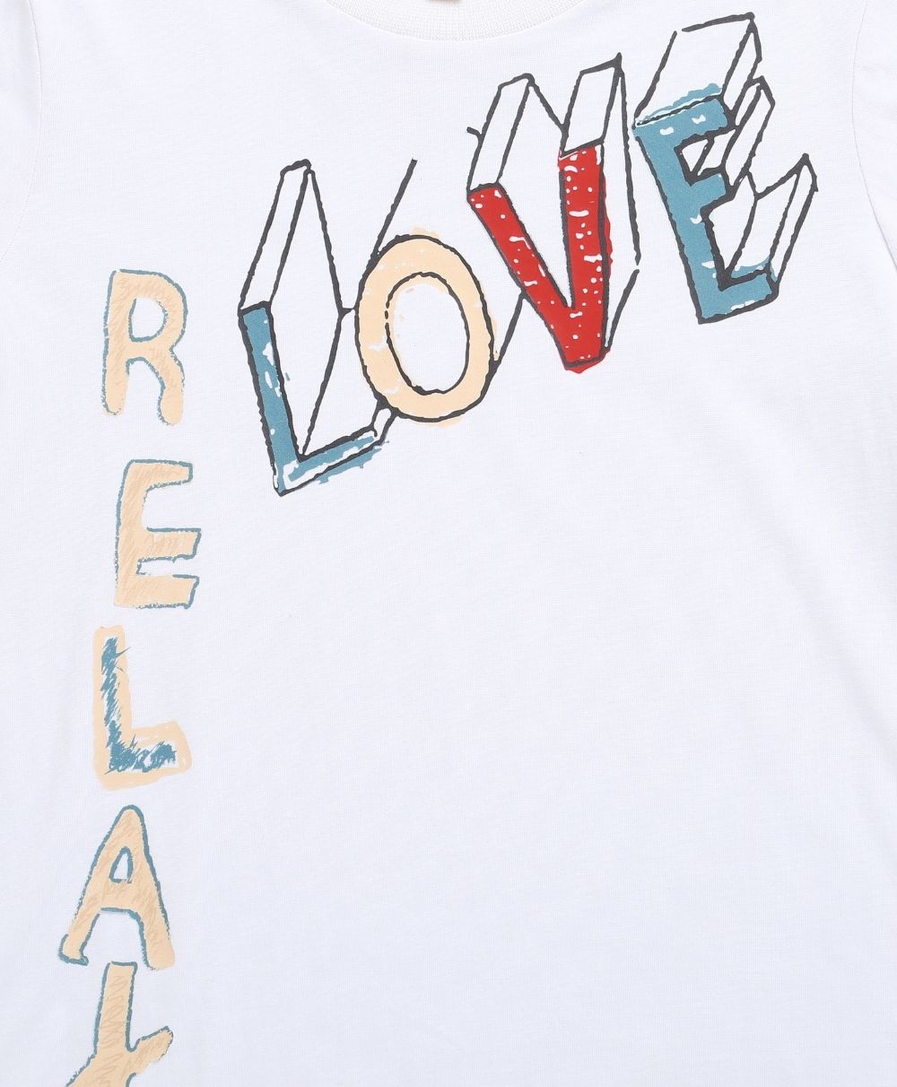 Love & Relax Graphic Cotton T-shirt - Streetwear - White