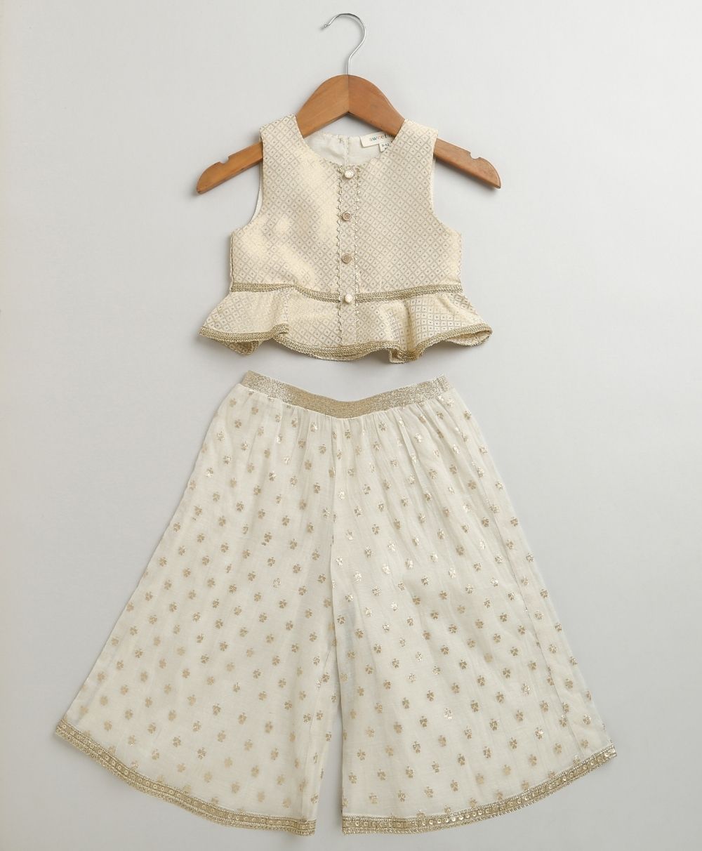 Ivory Bloom Lehenga Set - Ivory & Golden