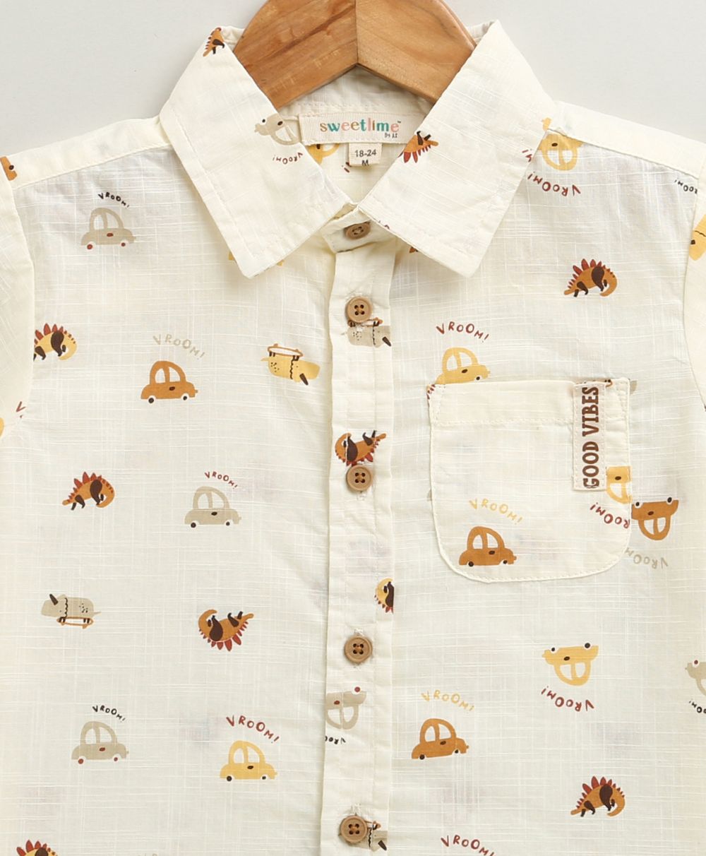 Zoom Safari Cotton Slub Co-ord  Set - Off-White