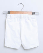 Bird Print Cotton Poplin Boys Shirt & Cotton Slub Shorts - Green & White