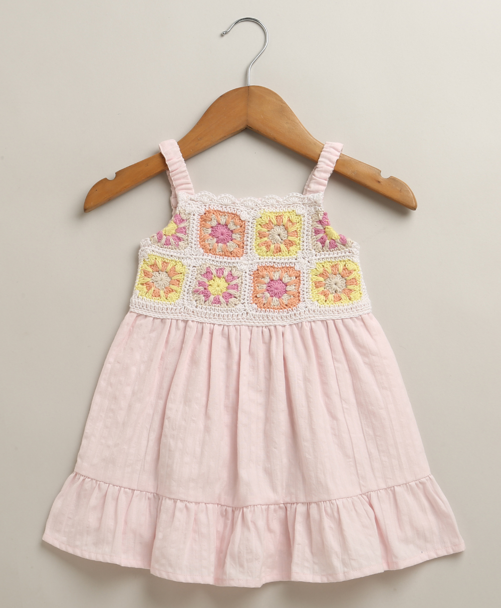 The Meadow Crochet Pinafore Dress - Pink