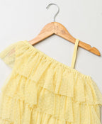 Ruffled Off-Shoulder Party Dress - Lemon Yellow
