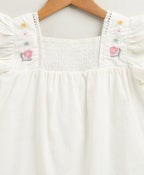 Girls Sunshine Garden Ruffle Cotton Co-ord Set - White & Blue