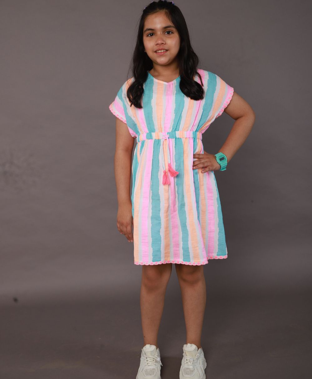 Striped Cotton Kaftan - Multicoloured