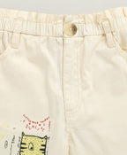 Doodle Dreamer Cotton Twill Trousers - Streetwear - Beige