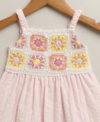 The Meadow Crochet Pinafore Dress - Pink