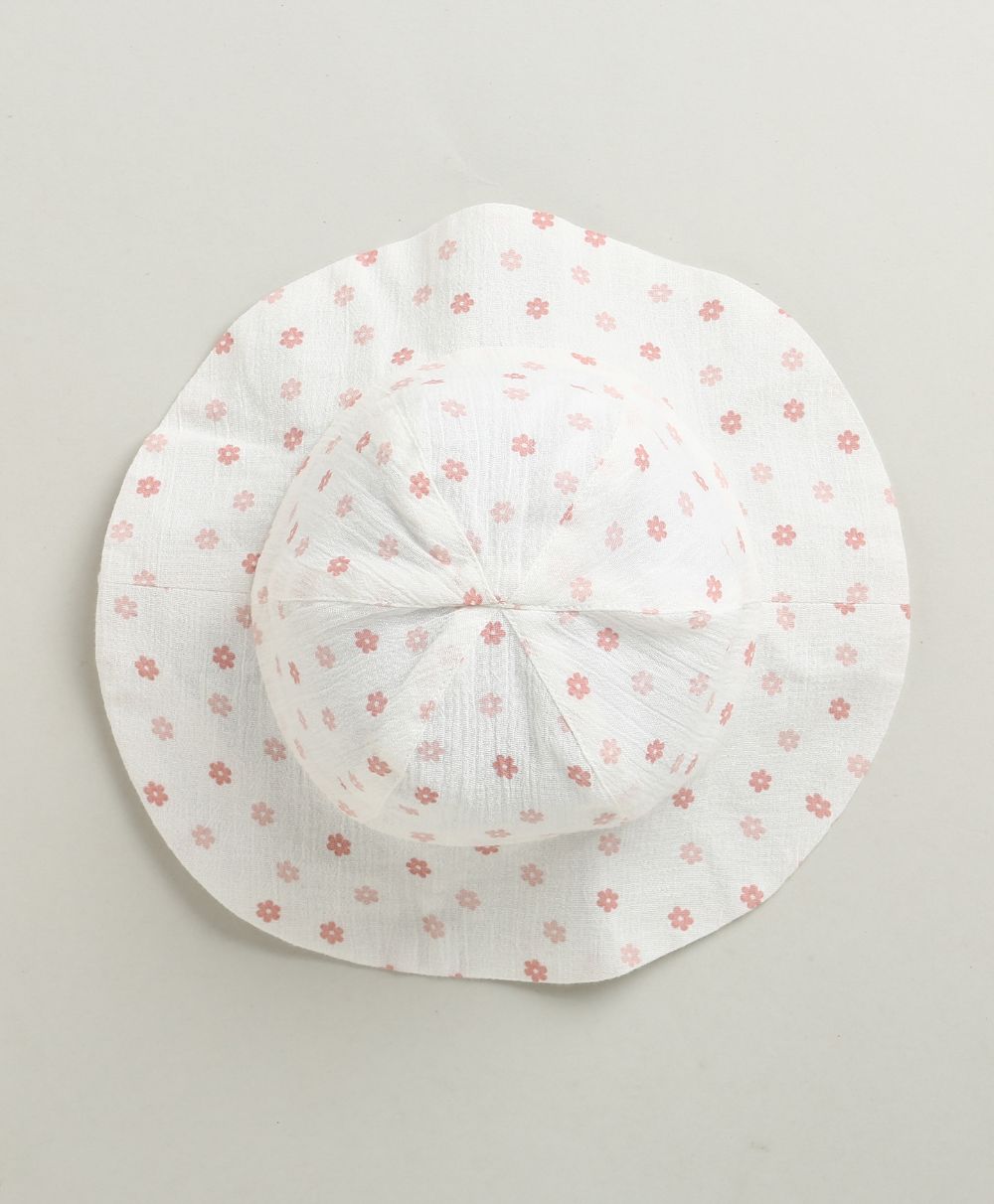 Cherry Petal Co-ord Set With A Hat - White