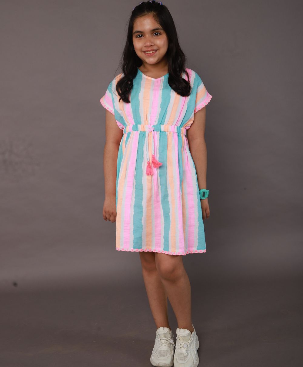 Striped Cotton Kaftan - Multicoloured