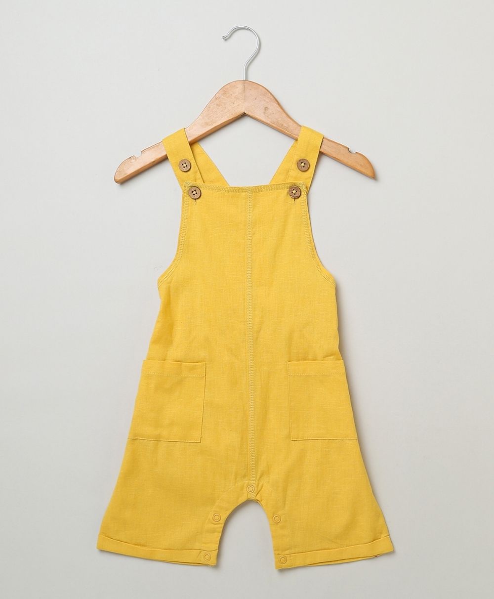 Unisex Cotton Dungaree and Jersey T-Shirt Stripes  Co-ord Sets - White & Yellow