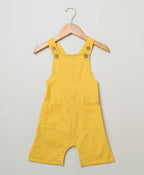 Unisex Cotton Dungaree and Jersey T-Shirt Stripes  Co-ord Sets - White & Yellow