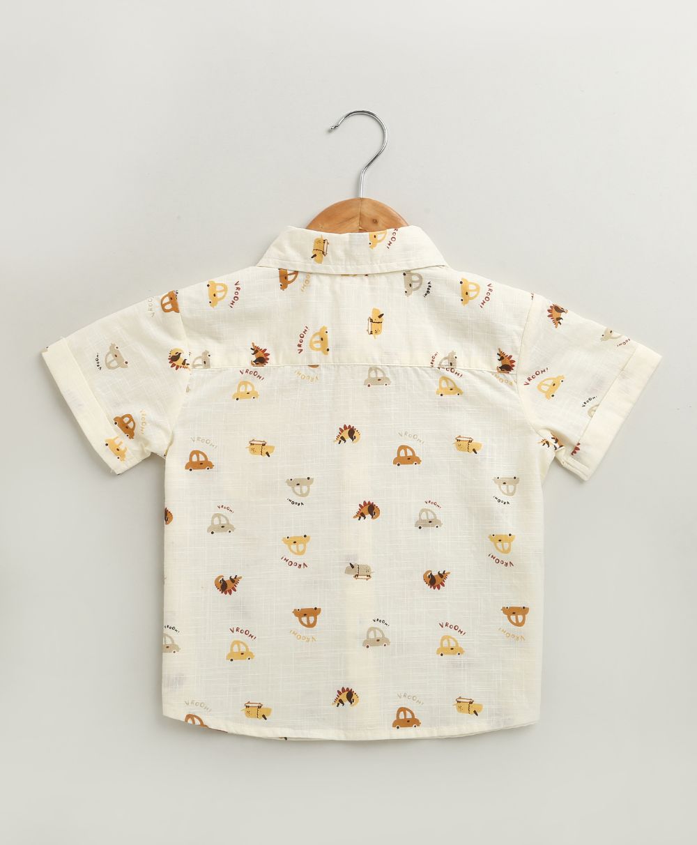 Zoom Safari Cotton Slub Co-ord  Set - Off-White