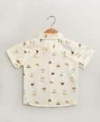 Zoom Safari Cotton Slub Co-ord  Set - Off-White