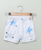 Sparrow Printed Cotton Poplin Shorts - White