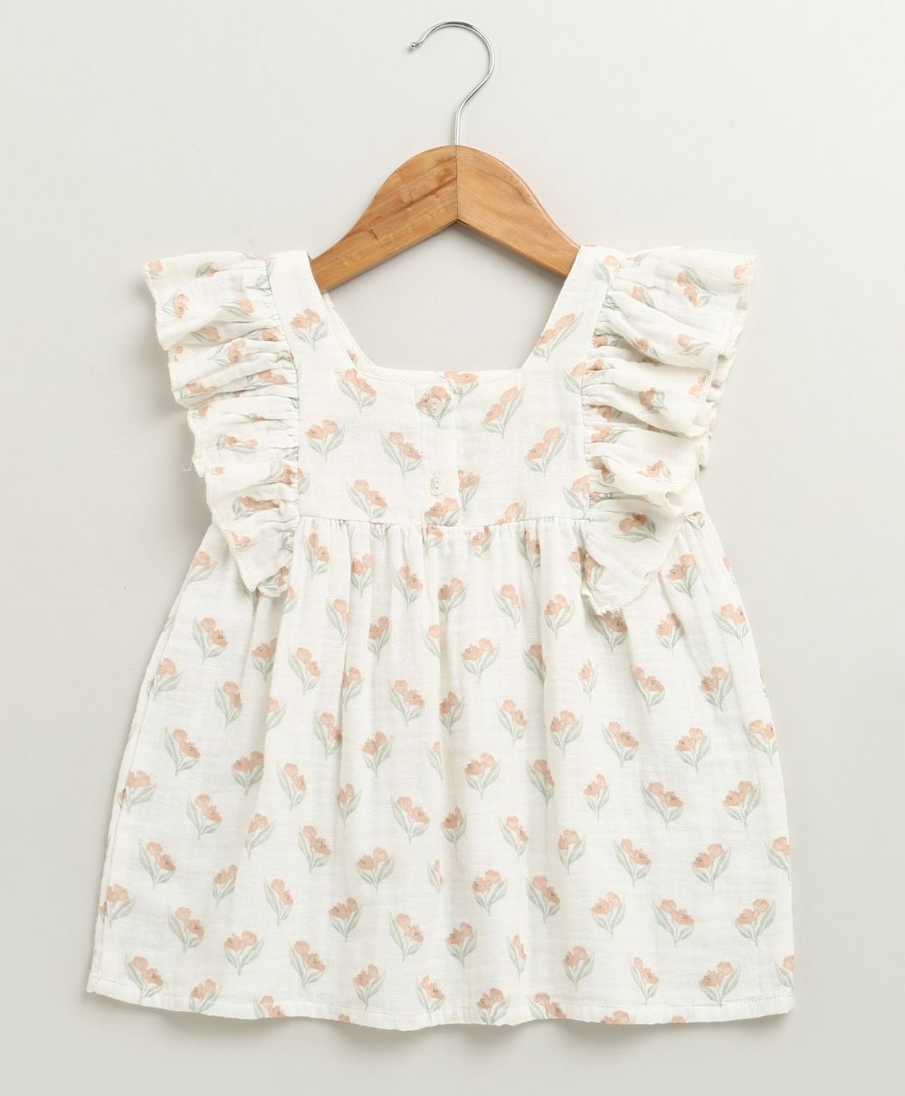Blossom Breeze Organic Cotton Summer Co-ord White Set With A Hat - White