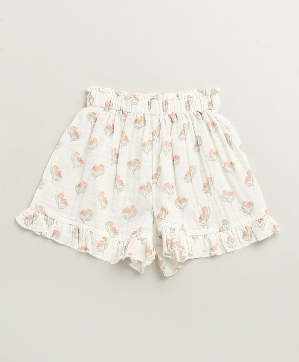 Blossom Breeze Organic Cotton Summer Co-ord White Set With A Hat - White