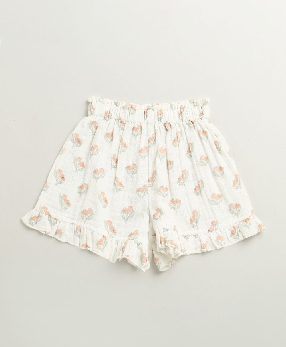 Blossom Breeze Organic Cotton Summer Co-ord White Set with a Hairband - White