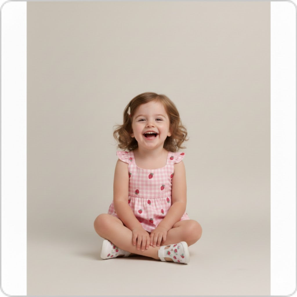 Organic Cotton Strawberry Bliss Baby Girl Top & Shorts Set - Pink