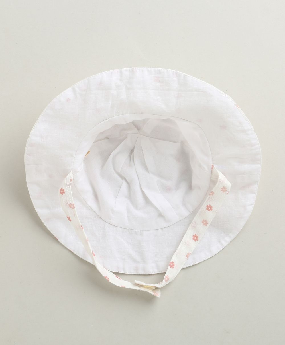 Cherry Petal Co-ord Set With A Hat - White