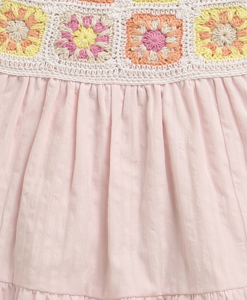 The Meadow Crochet Pinafore Dress - Pink