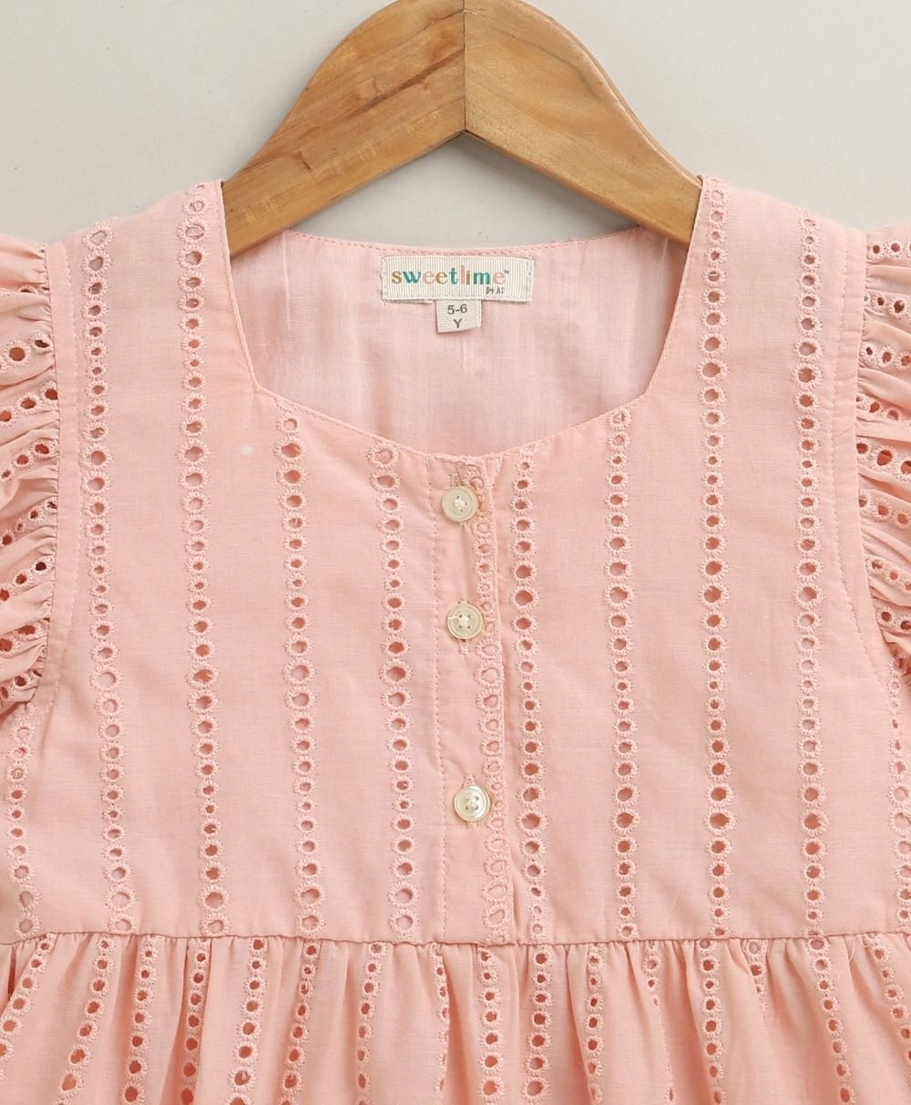 Pastel Pink Schiffly Dress - Pink